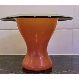 Vintage Orange and Black Reverse Painted Art Glass Vase Art Deco Decor